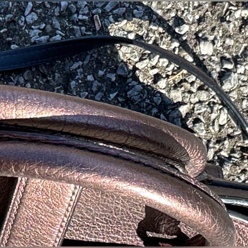Coach Mercer Satchel 24 Metallic Leather Crossbody Handbag Dark Bronze - Picture 8 of 14
